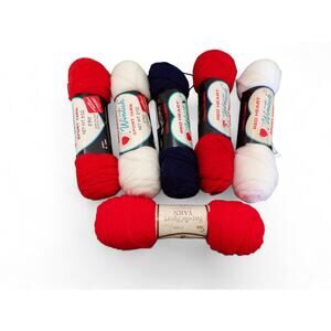 Vintage Sport & Sock Yarn Lot 2 oz Skeins Acrylic Red White Blue Mixed Dye lots